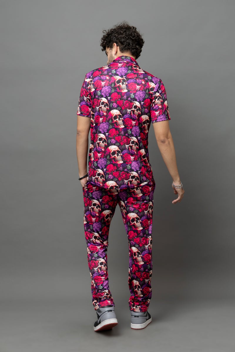 GO DEVIL Colourful Skull Printed Co-Ord Set For Men - Image 2
